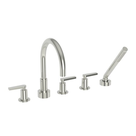 Newport Brass Tub Faucet with Hand Shower, 5, Deck, Polished Nickel 3-2977-15